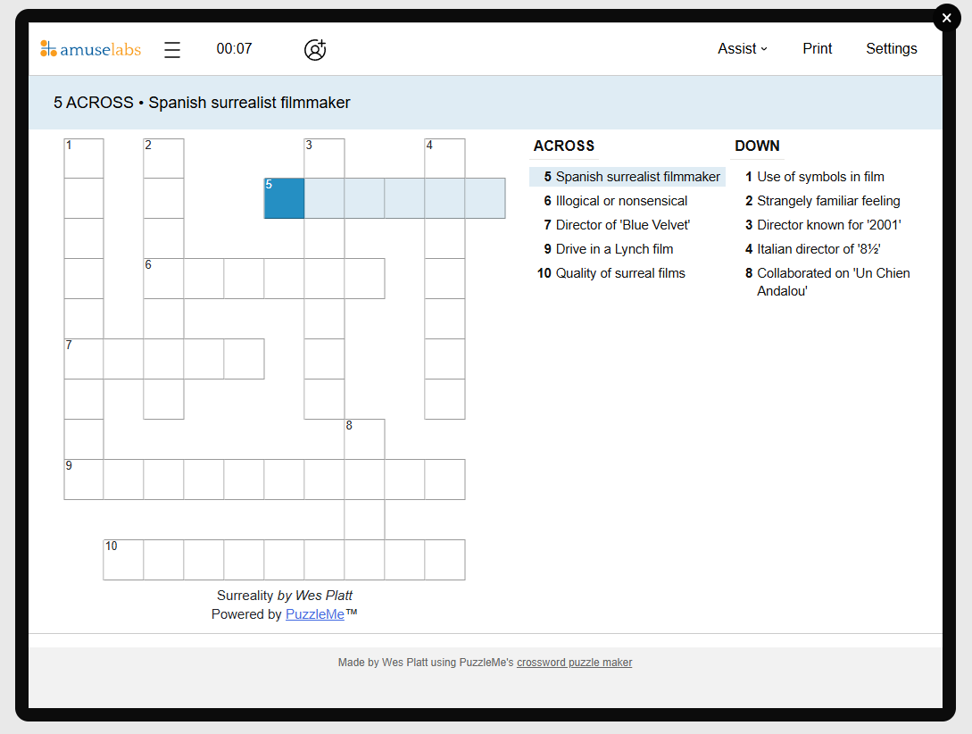 [Crossword] Surreality