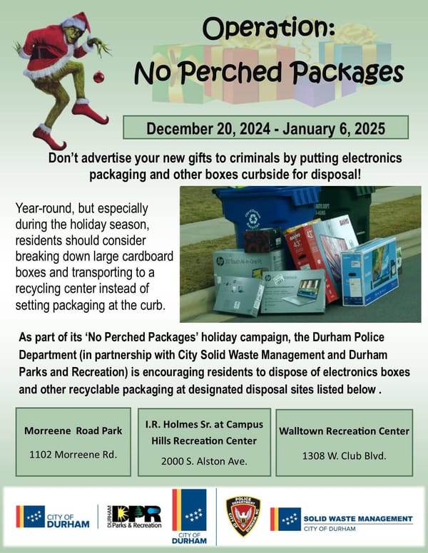 Durham Police Encourage Large Box Disposal