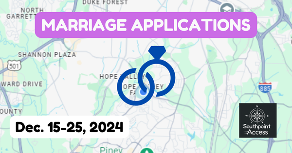 [Dearly Beloved] Durham Marriage Applications for Dec. 15-Dec. 25, 2024