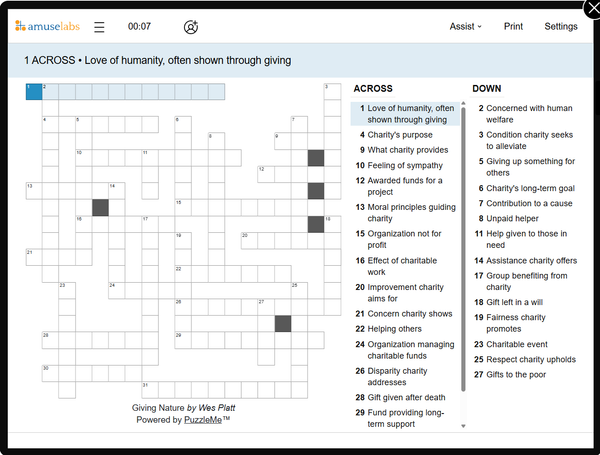 [Crossword] Giving Nature