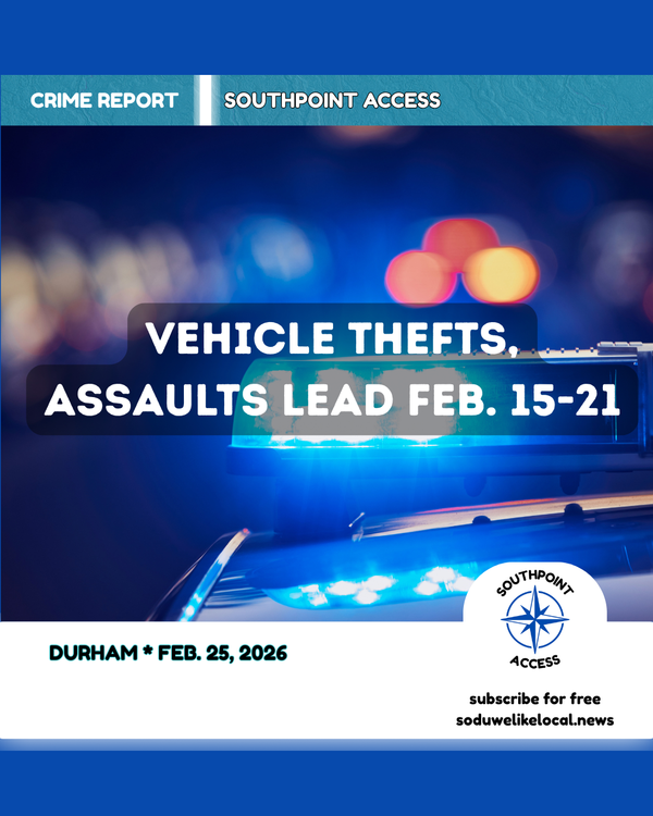 South Durham Crime Report: Incidents Reported Feb. 15-21
