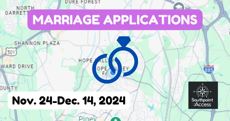 [Dearly Beloved] Durham Marriage Applications for Nov. 24-Dec. 14, 2024