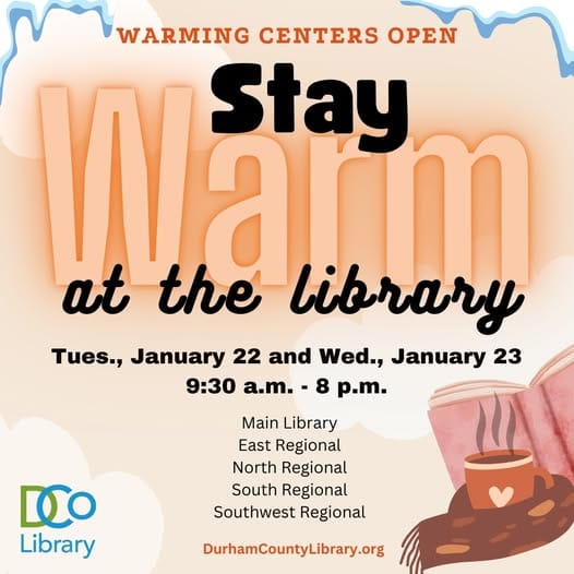 [SoDu Alert] Durham Libraries Provide Warming Centers